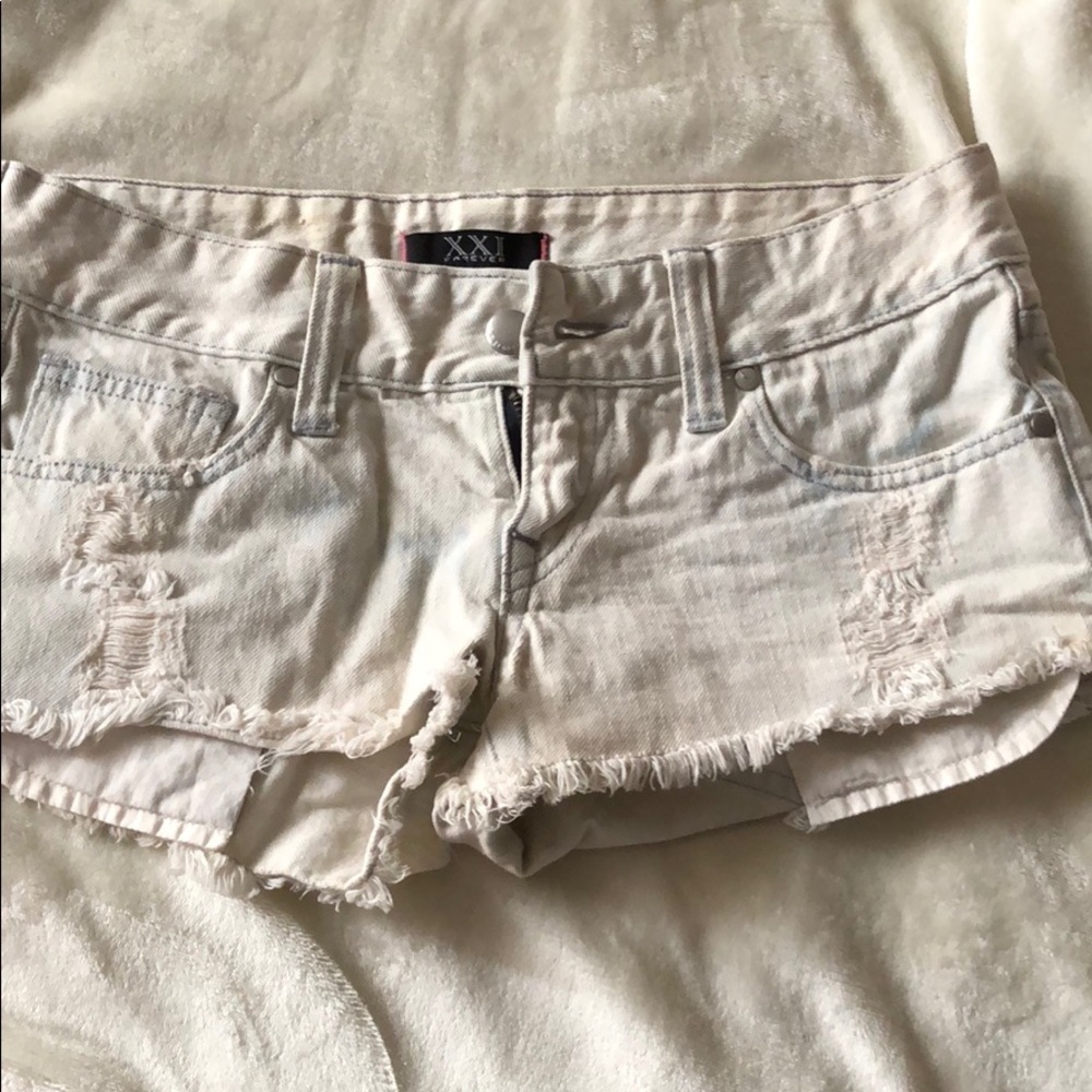 Acid wash jean shorts